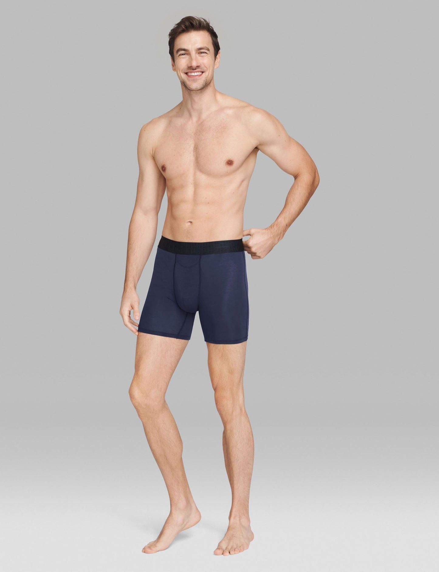 Apollo Mid-Length Boxer Brief 6" (3-Pack)::Black/Navy Blazer