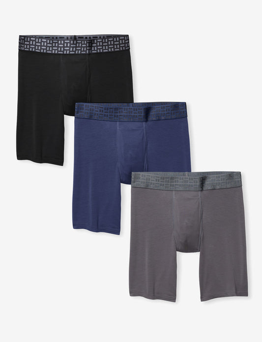 Apollo Boxer Brief 8" (3-Pack)::Black/Navy Blazer/Shade