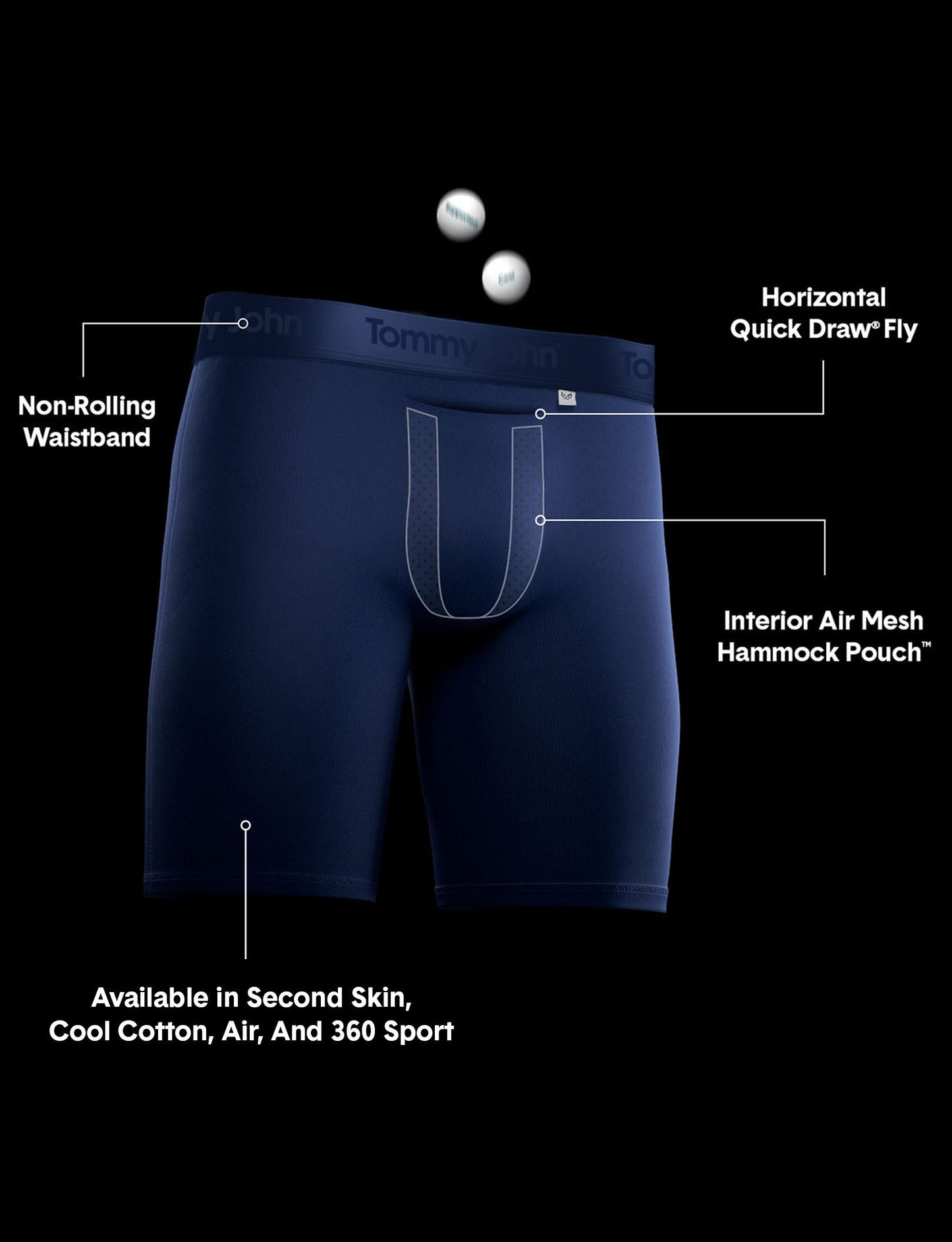 360 Sport Hammock Pouch 8" Boxer Brief (3-Pack)::Dress Blues/Turbulence/Black